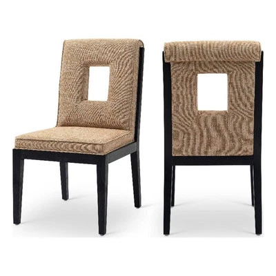 Silla auxiliar de comedor Meridian Furniture Gwendolyn lino coñac texturizado (juego de 2) Foto 1 de 4