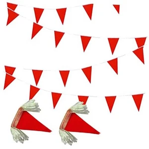 100 Feet Red Pennant Banners Flags String Hanging Triangle Bunting Flags,Party - Picture 1 of 6