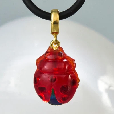 Ladybug Pendant Red & Black Chalcedony | 925 Sterling Silver Gold Vermeil 2.05g - Image 1 of 4