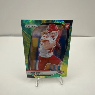 2024 Panini Prizm - Rookies Carson Steele #377 Neon Green Pulsar Prizm (RC) - Image 1 of 2