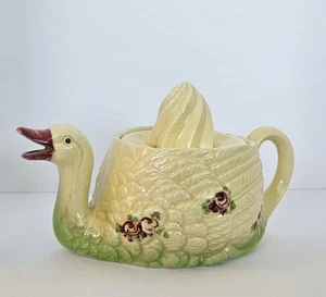 Alesatore spremiagrumi Swan & Roses Marutomoware. Giappone vintage anni '30. 2 pezzi. Beccuccio versatore - Foto 1 di 19