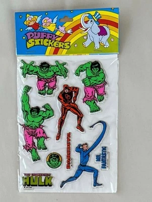 Pegatinas vintage de superhéroes de cómic DC de 1979 Hulk, Mr. Fantastic 4, Daredevil Foto 1 de 2