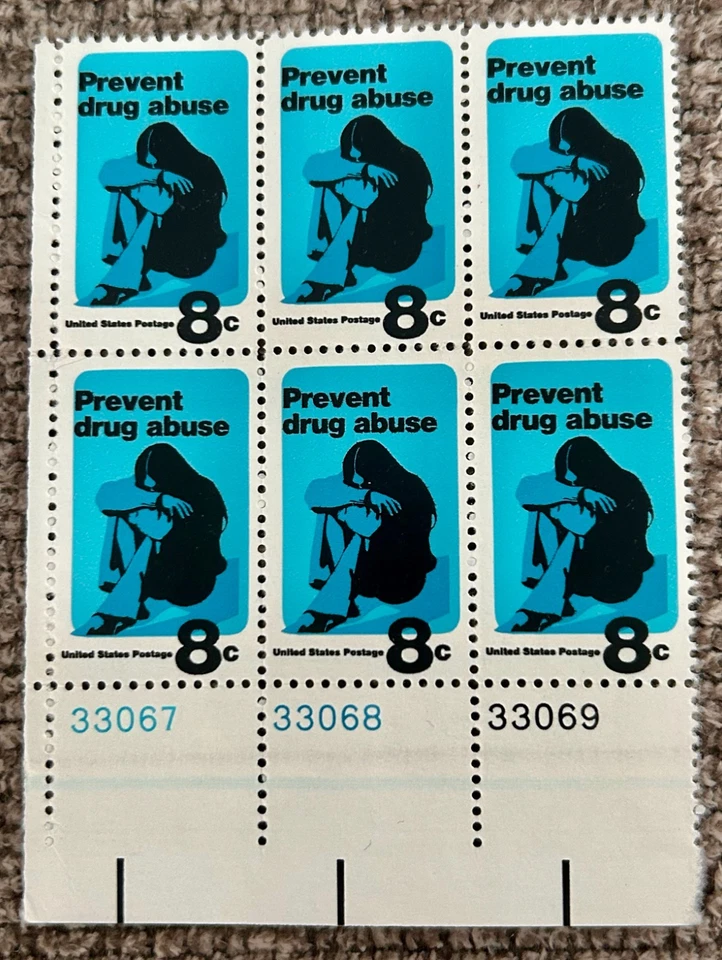 Scott #1438 Prevent Drug Abuse, 1971 US 8¢ Block of 6 , MNH/OG, VF/XF - Image 1 of 2