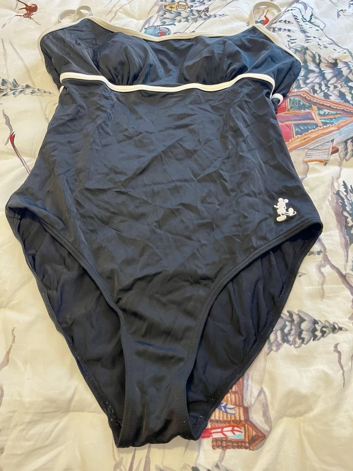 Autêntico traje de banho feminino Walt Disney World Resort grande preto e branco - Imagem 1 de 4
