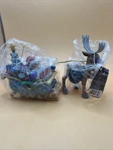 Elaine Thompson Snowkins Collection Holiday Parade Santa & Reindeer Figure Box - Picture 1 of 3