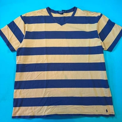 Vintage 90s polo Ralph Lauren striped shirt V neck heavy cotton 90s Ralph shirt - Image 1 of 4