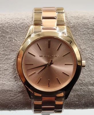 Michael Kors Slim Runway  MK3493 Pink Dial Lady's Watch (Z1-B10) - Image 1 of 4