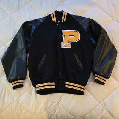 Chaqueta de bombardero universitaria NEFF XL para hombre cuero negro lana USC troyanos letras EE. UU. Foto 1 de 4