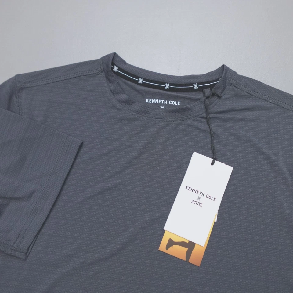 Camisa Kenneth Cole Active Tech SS para hombre malla elástica absorbente suave apagón azul marino Foto 1 de 4