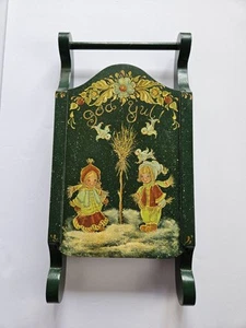 Hand Painted Wooden Sled Dutch Christmas Holiday Decor 18" Sleigh - Picture 1 of 13