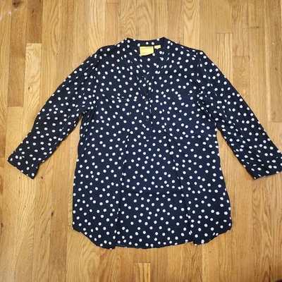 Blusa Maeve Brunia Plisada Blot Lunares Manga 3/4 Talla XL Azul Marino Foto 1 de 4