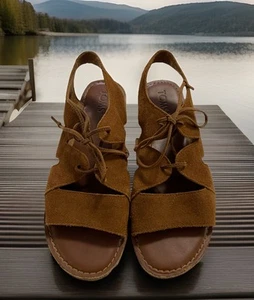 Sandalias Toms Calipso Talla 8 Marrón Gamuza Con Cordones Gladiador Boho Festival Hippie - Imagen 1 de 14