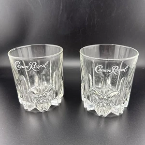 Vintage Crown Royal Whiskey Rocks Gläser klar 8oz Tumbler Starburst Schnaps ITALIEN - Bild 1 von 11