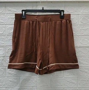 New Cozy Earth Bamboo Rib Knit Classic Pajama Shorts Brown Size Large - Picture 1 of 7