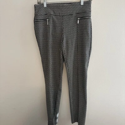 Calça de tornozelo feminina Kenar tamanho 6 preta branca texturizada Houndstooth Slit City, em excelente estado usado - Imagem 1 de 4