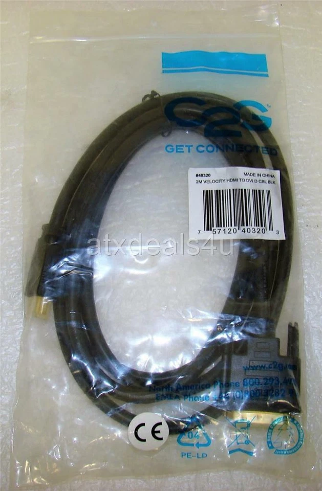 c2g 40320 2M Velocity HDMI To DVI D Black Cable New - Image 1 of 2