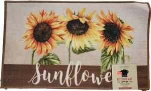Printed Nylon Kitchen Rug (nonskid back)(18"x30") 3 SUNFLOWERS, AL - Picture 1 of 19