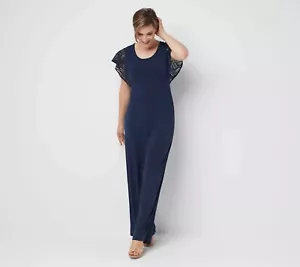 Mono H by Halston Regular Jet Set Jersey Pierna Ancha con Encaje - Azul Marino (M) -- - Imagen 1 de 3