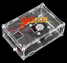 Transparent Clear Case Enclosure Box + Cooling Fan for Raspberry Pi 2 New