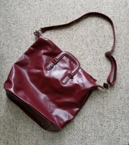 NOS ISAAC MIZRAHI Burgundy Leather Purse Shoulder Hobo Bag Satchel Tote Unused  - Picture 1 of 12