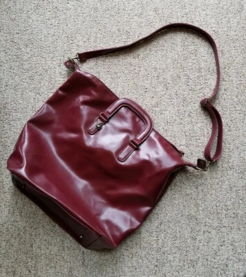 NOS ISAAC MIZRAHI Burgundy Leather Purse Shoulder Hobo Bag Satchel Tote Unused  - Image 1 of 4
