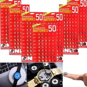 50 baterías de celda de reloj surtidas AG1 AG3 AG4 AG10 AG12 AG13 para juguetes, relojes - Imagen 1 de 12