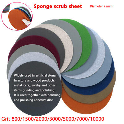 Sponge Polishing Sheet 75mm Diameter 1500grit-10000grit Abrazine Disc Scrub • 17.60$