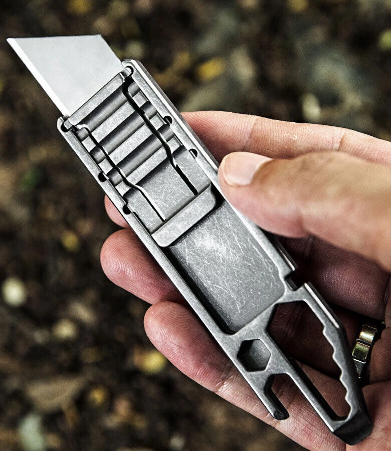Premium Titanium Utility Knife Opener Crowbar Wrench Tactical EDC Tool Keychain - Image 1 of 4