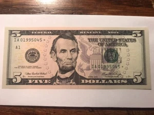 2006 5 Dollar Federal Reserve Star Note IA01995045* Gem CU #17553 - Picture 1 of 2