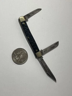 ULSTER Pocket Knife Made In USA Small 3 Blade Stockman BLACK Jigged Handles - Image 1 of 4