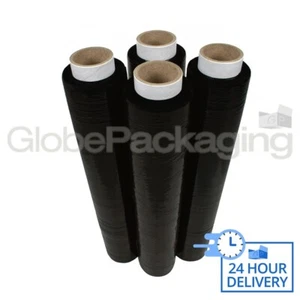 24 rollos negro envoltura elástica de palet 500 mm x 25mu rollos de alta resistencia - Imagen 1 de 5