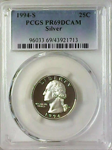 1994-S 25C Washington Quarter PCGS PR69DCAM 90% Silver 22lorw0505 Cover