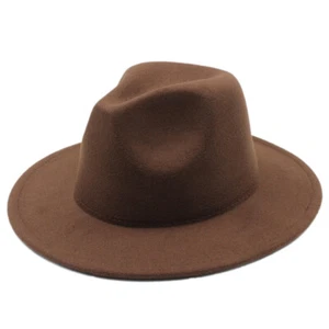 Kids Fedora Hat Children Boys Girl Felt Panama Cap Wide Brim for Halloween Party - Picture 1 of 48