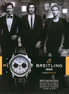2019 anuncio impreso - anuncio de reloj Breitling... Brad Pitt Adam Driver Charlize Theron Ad - Imagen 1 de 1