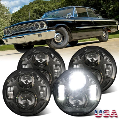 4x 适用于福特银河 500 1962 - 74 Thunderbird 5.75 5-3/4 英寸 LED 车头灯 高/长光束 — 第 1/4 张图片