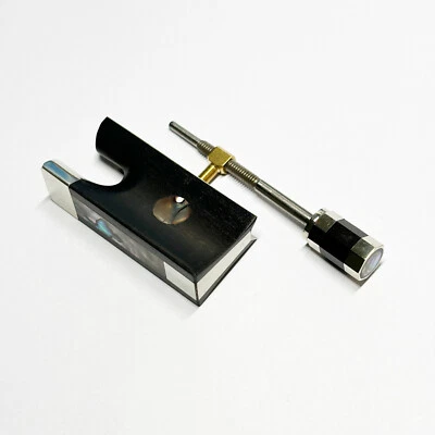 4/4 Violin Ebony Frog Blank Single Eye Nickel Silver Abalone Frog Screw Button - Image 1 of 3