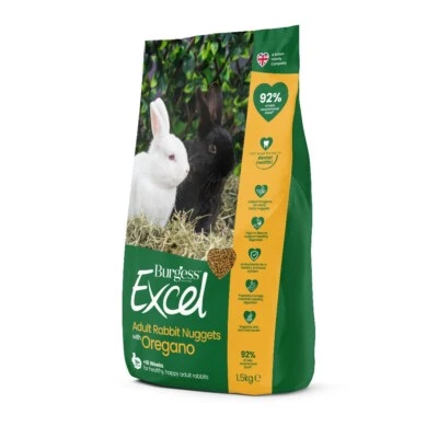 Burgess Excel Rabbit Food Adult Nuggets With Oregano Fibre & Prebiotics 1.5kg