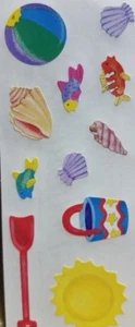 Creative Memories Summer Beach Shell Sand bucket fish stickers NEW 14 sheets - Picture 1 of 1