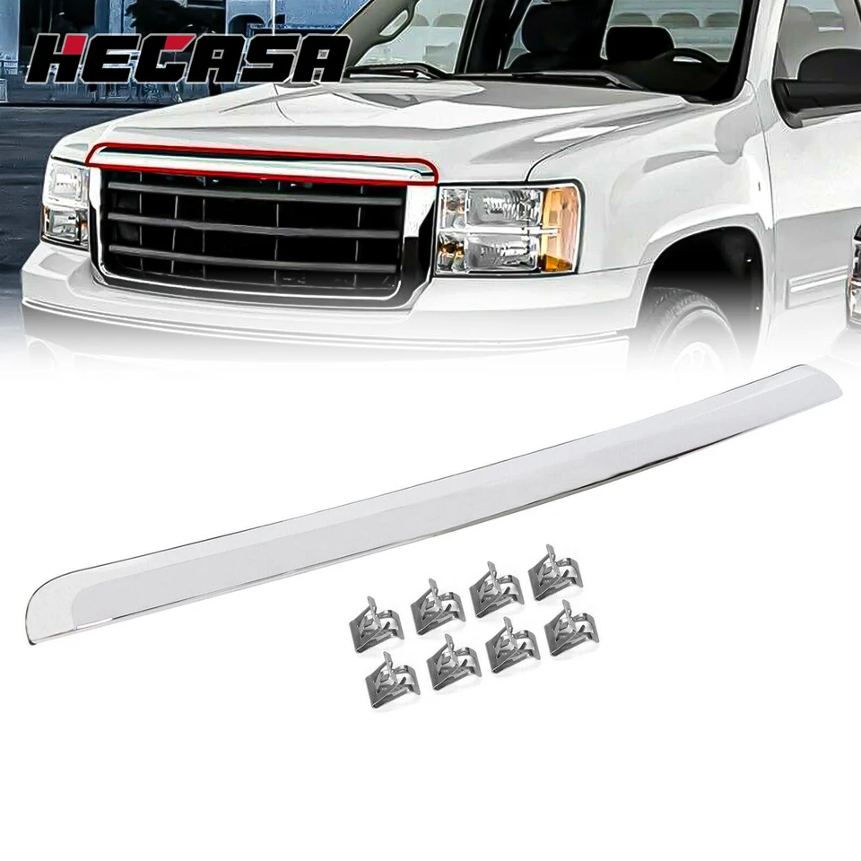 For GM1235109 Hood Molding Trim Chrome Fit For 07-2013 GMC Sierra 1500 2500 3500 Foto 1 de 4