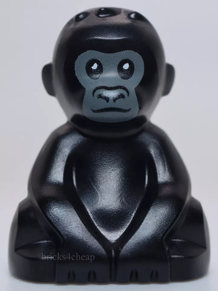 Lego bebé gorila negro con patrón de cara gris azulado oscuro Foto 1 de 1