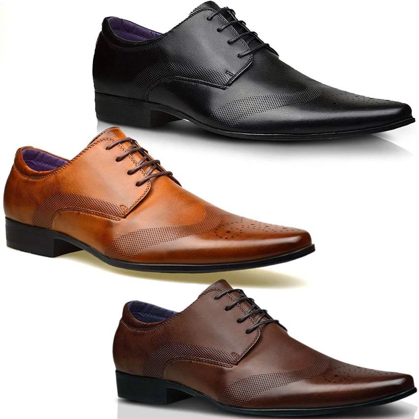 MENS FAUX LEATHER SHOES NEW ITALIAN SMART FORMAL WEDDING OFFICE PARTY SHOES SIZE - Image 1 of 4