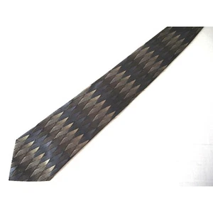 Croft & Barrow Mens Necktie Tie Brown Grey Diamond Geometric 100% Silk 59" - Picture 1 of 3