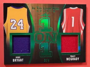 KOBE BRYANT GAME USED JERSEY card #d3/4 TRACY MCGRADY 2020 LEAF IN GAME 1 ON 1 - Picture 1 of 3