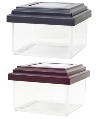 12 Pk Black / Brown 4x4 Solar Post Lights 8 SMD LED Outdoor Deck Cap Fence Lamp - Image 1 of 4