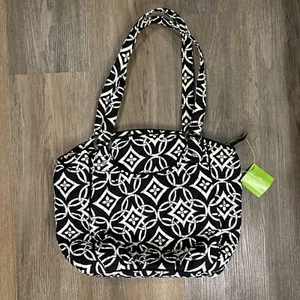 Vera Bradley Purse Glenna Concerto Satchel Shoulder Handbag Bag Black White - Picture 1 of 16