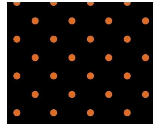 David Textiles, 100% Cotton Fabric, 1 Yard, Orange Polka Dots Against Black - Image 1 of 1
