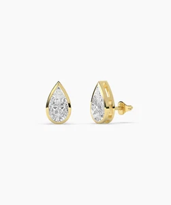 14k Solid Gold Pear Shape Lab Grown Diamond Stud Earrings 0.50Ct Pear Shape Stud - Picture 1 of 5