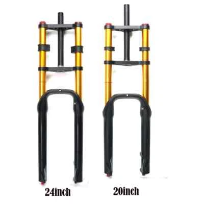 20 24er Travel 100mm Double Shoulder Rebound Snow Fat Bike Suspension Air Fork - Image 1 of 4