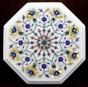 12" Handgefertigte Marmor Tischplatte Intarsien mit Perlmutt Couchtisch - Bild 1 von 4