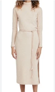 Vince Mujer Crema Sudadera Larga Vestido Corbata Cintura Mangas Largas Cuello Alto Nuevo con Etiquetas S - Imagen 1 de 11